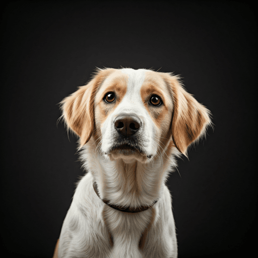 フードを見つめる犬